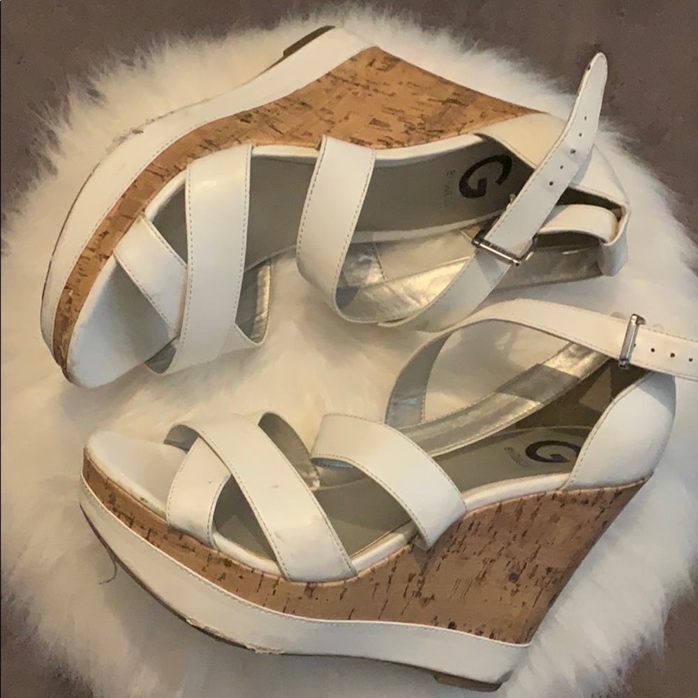 GUESS white wedges